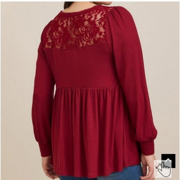 🍂🍁Torrid 2x Babydoll Knit V-Neck Button-Front Top - Picture 2 of 7